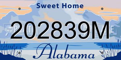 202839M Alabama License Plate