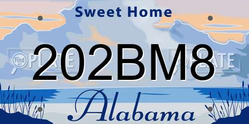202BM8 Alabama License Plate