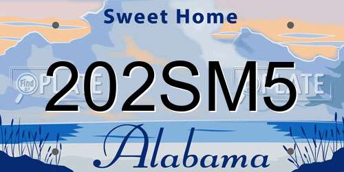 202SM5 Alabama License Plate