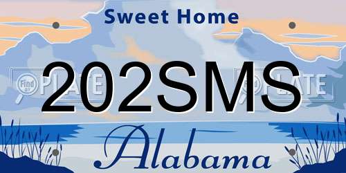 202SMS Alabama License Plate