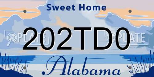 202TD0 Alabama License Plate