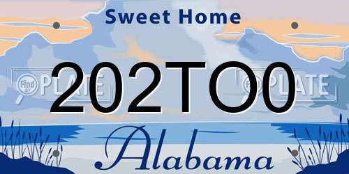 202TO0 Alabama License Plate
