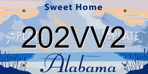 202VV2 Alabama License Plate
