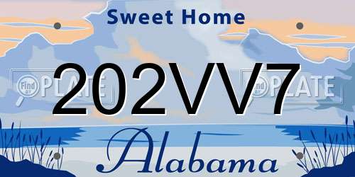 202VV7 Alabama License Plate