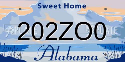 202ZO0 Alabama License Plate