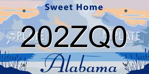 202ZQ0 Alabama License Plate