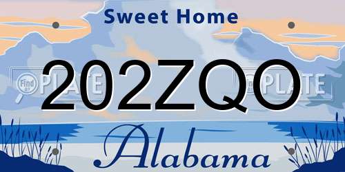 202ZQO Alabama License Plate