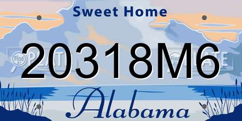 20318M6 Alabama License Plate