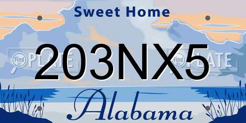 203NX5 Alabama License Plate