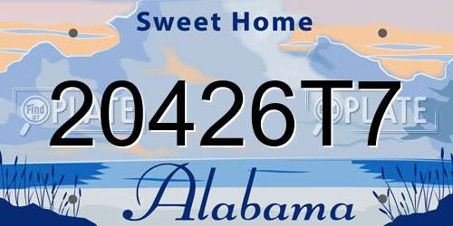 20426T7 Alabama License Plate