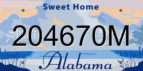204670M Alabama License Plate