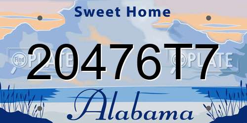 20476T7 Alabama License Plate