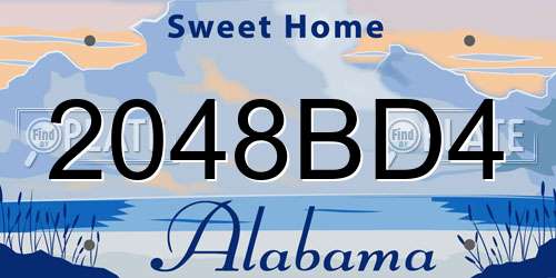 2048BD4 Alabama License Plate