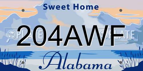 204AWF Alabama License Plate