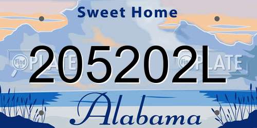 205202L Alabama License Plate