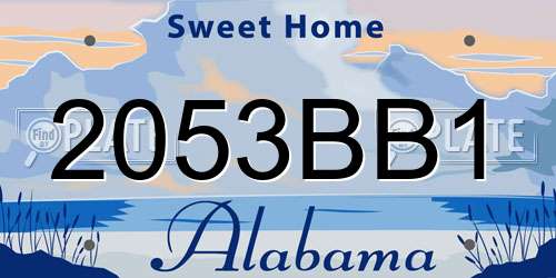 2053BB1 Alabama License Plate