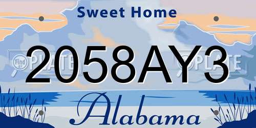 2058AY3 Alabama License Plate