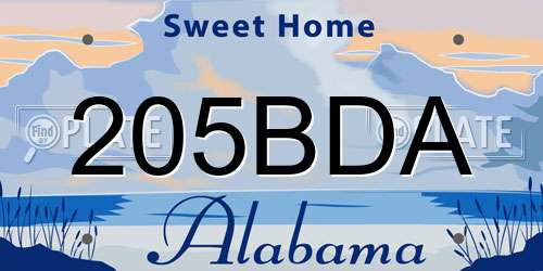 205BDA Alabama License Plate