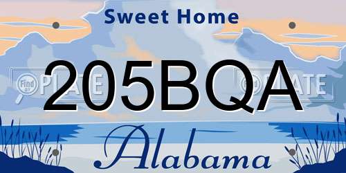 205BQA Alabama License Plate