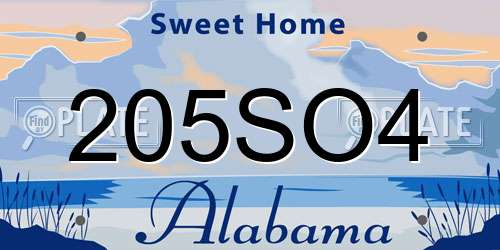 205SO4 Alabama License Plate