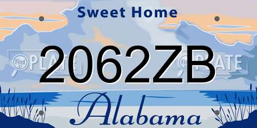 2062ZB Alabama License Plate