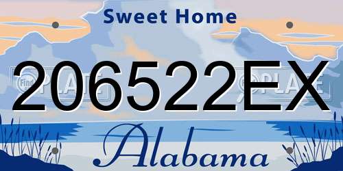 206522EX Alabama License Plate