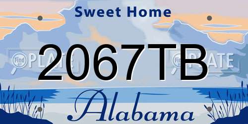 2067TB Alabama License Plate