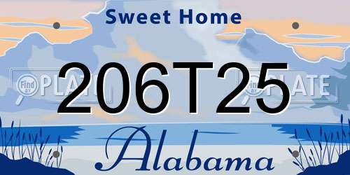 206T25 Alabama License Plate