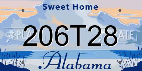 206T28 Alabama License Plate