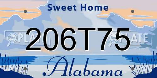 206T75 Alabama License Plate