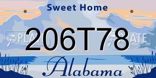 206T78 Alabama License Plate