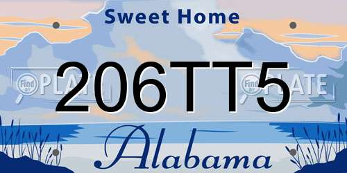 206TT5 Alabama License Plate
