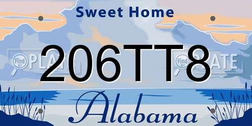 206TT8 Alabama License Plate