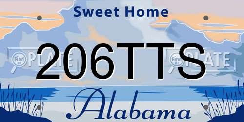 206TTS Alabama License Plate