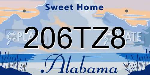 206TZ8 Alabama License Plate