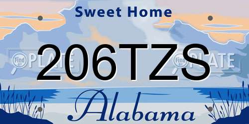 206TZS Alabama License Plate