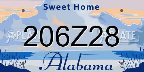 206Z28 Alabama License Plate