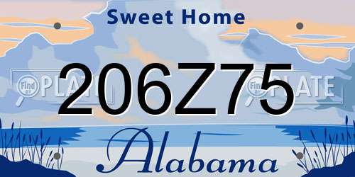 206Z75 Alabama License Plate