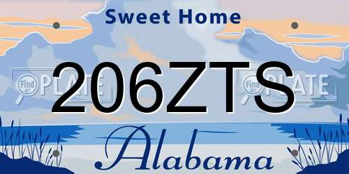 206ZTS Alabama License Plate
