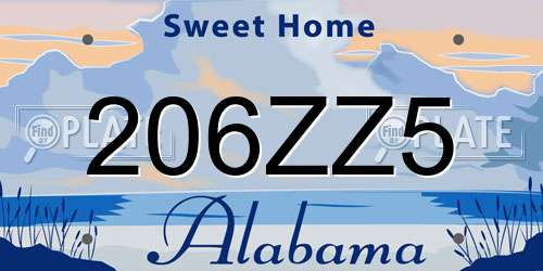206ZZ5 Alabama License Plate