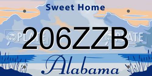 206ZZB Alabama License Plate