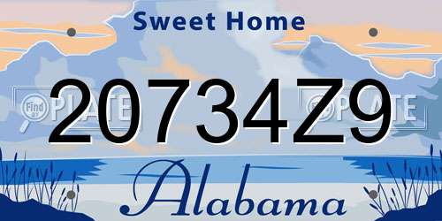 20734Z9 Alabama License Plate