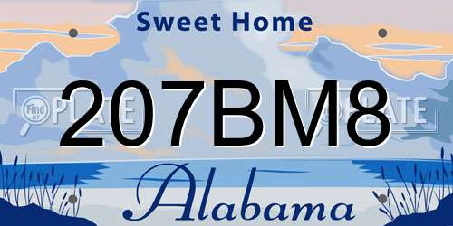 207BM8 Alabama License Plate