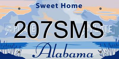 207SMS Alabama License Plate