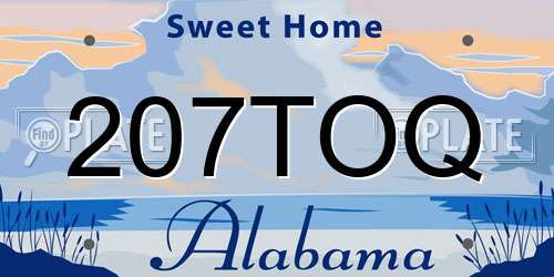 207TOQ Alabama License Plate