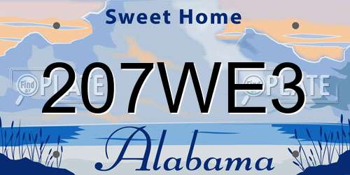 207WE3 Alabama License Plate