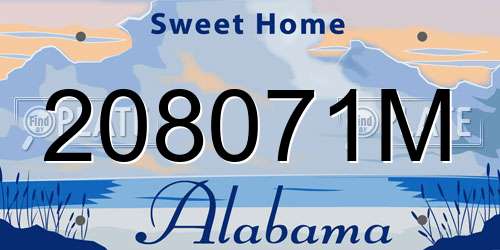 208071M Alabama License Plate