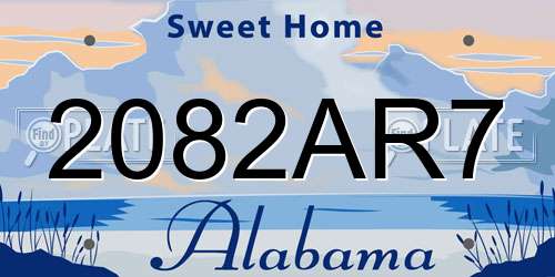 2082AR7 Alabama License Plate