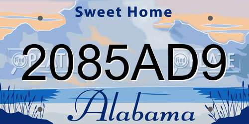 2085AD9 Alabama License Plate