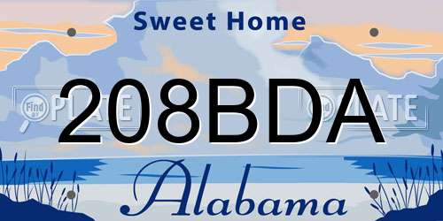 208BDA Alabama License Plate